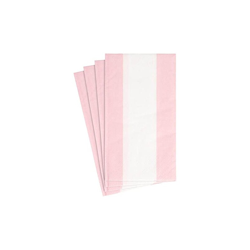 Caspari Bandol Stripe Paper Guest Towel Napkins in Petal Pink,