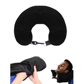 HINPOKAY Fillable Neck Pillow, Travel Neck Pillow, Neck Pillow Aeroplane Fillable, Tubular U-shaped Multifunctional Neck Pillow Cover with for Travel, No Filling (Black)