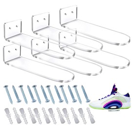 Roundsky Pack of 6 Floating Shoe Shelves, Transparent Acrylic Shoe Shelves, Mounted One of the Wall, for Displaying Collectibles for Shoes and Trainers