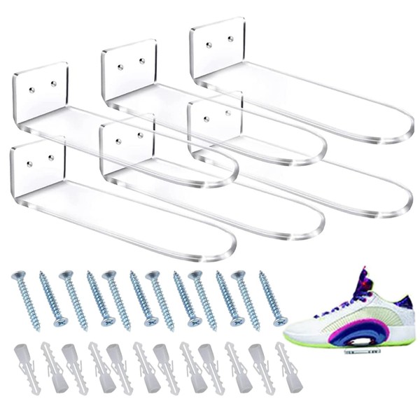 Roundsky Pack of 6 Floating Shoe Shelves, Transparent Acrylic Shoe