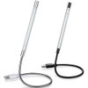 2 Pieces USB LED Light USB Light for Laptop Keyboard Light Gooseneck Light Computer Light Flexible Stick Dimmable LED Lamp Touch Switch for Reading Book (Black, Silver)