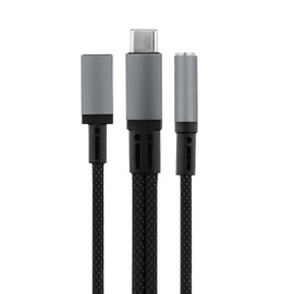 Ablegrid 2 in 1 Type-C USB C to 3.5mm Audio Adapter and Charger Hi-Res 32bit/384kHz