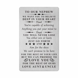 TGCNQ Nephew Gifts from Auntie - to My Favorite Nephew Wallet Card Insert - Gifts for Nephew for Graduation Birthday Christmas from Aunt Uncle