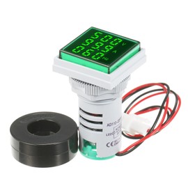 xinyee Mini Square Digital Volt-Ammeter Voltammeter Ammeter Voltmeter Cymometer Three LED Display Voltage & Current & Frequency Meter Indicator Monitor AC Panel Meter AC60-500V AC0-100A 20-75Hz