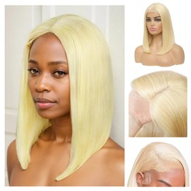 SOOFFSOR 613 Blonde Bob Wig Human Hair 14 Inch 13x4 Blonde Bob Lace Front Wigs Human Hair Pre Plucked 180% Density Straight HD Lace Frontal Short Bob Wigs for Women