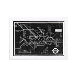 Wynwood Studio Flags Framed Wall Art Prints 'London Underground Map 1934' Home Décor, 19" x 13", Black, Gray