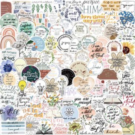 100Pcs Bible Stickers, Aesthetic Christian Stickers for Adults Kids Teens, Bible Gift for Christian, Vinyl Waterproof Decals for Laptop Water Bottle Scrapbook Journal Kindle Pad Party Favors