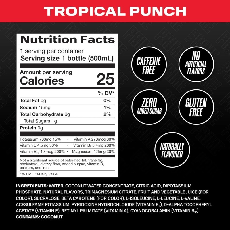 PRIME Hydration - Electrolyte Enhanced Sports Drink - Tropical Punch,