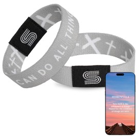 Christian Daily Bible Verse Bracelet Scan Phone with NFC for Women, Men, Teens, Scripture Bracelet with Bible Verse, Elastic Jesus Wristband, Inspirational Religious Gifts(I Can Do All Things)