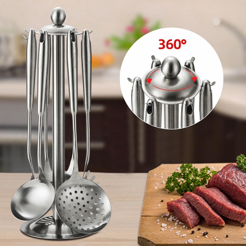 MAXCOOK Cooking Utensils set, 18/8 Stainless Steel Kitchen Utensils set,