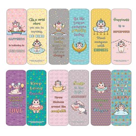 Creanoso Unicorn Bookmarks Cards Series 4 - Happiness Kindness Success (30-Pack) - Classroom Reward Incentives for Students and Children - Stocking Stuffers Party Favors & Giveaways for Teens
