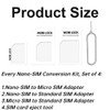 KEQAR 3 Set 4 in 1 Nano SIM Card Adapter,