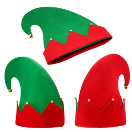 SATINIOR 4 Packs Christmas Elf Hat With Jingle Bells - Felt Costume Hat for Santa's Helpers - Xmas Party Accessories