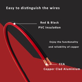 16Gauge 100FT Red Black Cable Hookup Electrical Wire 2 Conductors LED Strips Extension Wire 12V/24V DC Cable, 16AWG Flexible Wire Extension Cord (16AWG, 100FT)