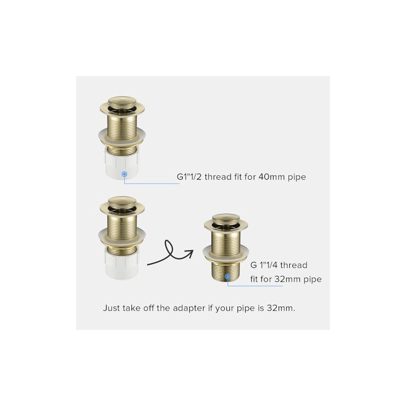 Decaura 32mm No-Overflow Bathroom Basin Push Pop Up Plug Waste