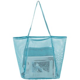 morytrade Mesh Bag Tote Beach Bag Pool Bag Lightweight Storage Pocket, blue