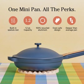 Our Place Always Pan - Mini 8.5 -Inch Nonstick, Toxin-Free Ceramic Cookware | Versatile Frying Pan, Skillet, Saute Pan | Stay-Cool Handle | Oven Safe | Lightweight Aluminum Body | Blue Salt