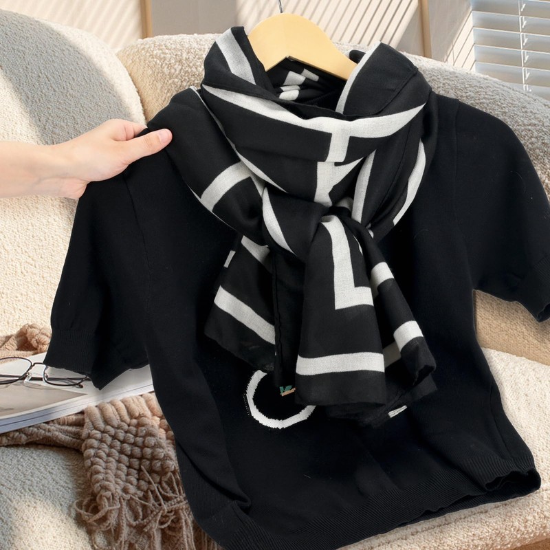 Baishizhou Scarfs for Women Light Soft Solid plaid Fashion Scarves