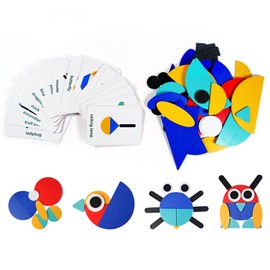 Open Ended Wooden Shape Puzzles for Toddlers 3+ Years Old, Montessori Development Toys Preschool Education Activity Travel Toy Board Games for Kids 4-8 Years