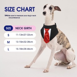 FUAMEY Dog Tie Bandanas,Formal Dogs Wedding Tuxedo Attire Puppy Collar with Ties Birthday Puppy Costume Adjustable Party Ball Tux,Doggies Valentines Cosplay for Small Medium Large Pet S