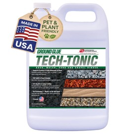 Ground Glue Tech-Tonic Landscape Adhesive, 1 Gallon For Rock, Mulch, and Sand, Weatherproof Long-Lasting Stabilizer for Trails & Slopes, Pet-Safe Binder for Pea Gravel, Bark & Flower Beds, Made in USA