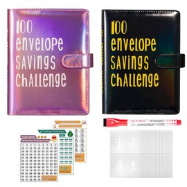 100 Envelope Money Saving Challenge  Budget Binder with Cash Envelopes | Upgraded Finance Organizer for Savings Goals | Personal Finance & Budgeting Hack #MoneySavingChallenge #BudgetGoals #FinancialOrganizer:_1pc shining pink + 1pcs black
