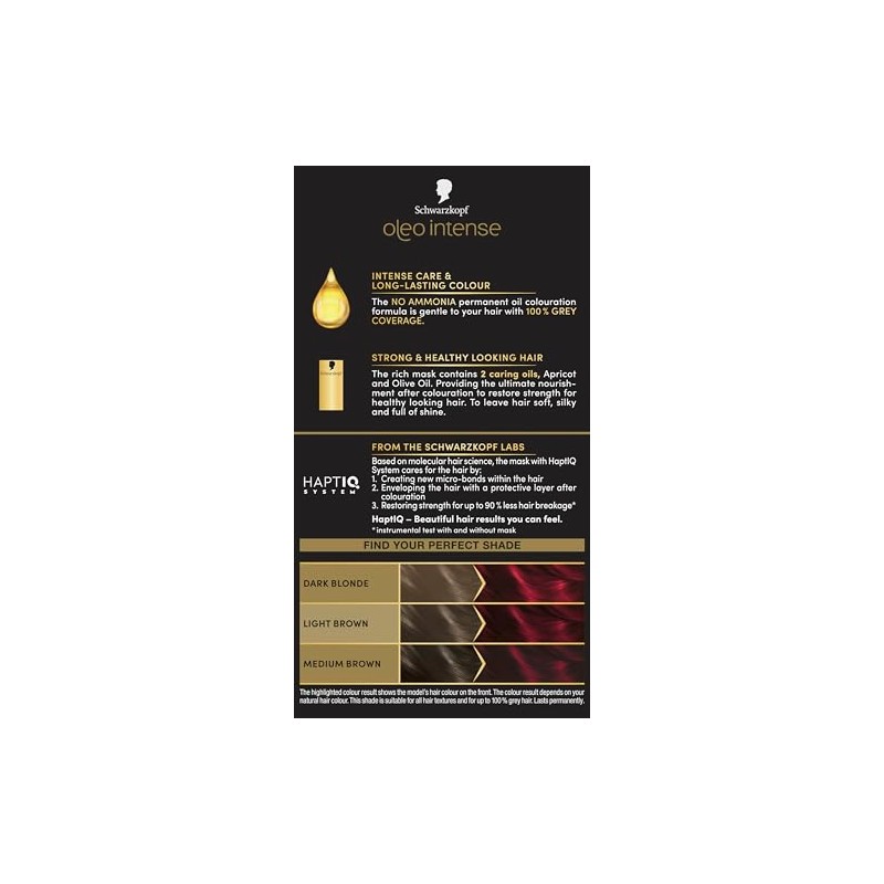 Schwarzkopf Oleo Intense Permanent Oil Colouration 5-92 Bright Red, Ammonia