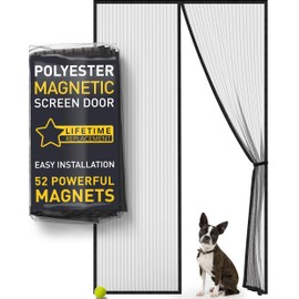 Magnetic Screen Door Mesh (2025 Model) – Fine Weave See-Through Mesh Without Ugly Vertical Lines, 52 Magnets, 2 Easy Install Kits for 2-Season Use, Pet Scratch Resistant & Bug Proof, 80x200 cm