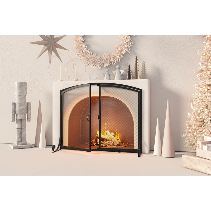 Calidola Fireplace Screen with Doors, 35" W x 28" H,