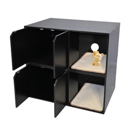 Aidek 35.83" Cat Litter Box Enclosure Hidden Furniture, Modern Black Cat House with Corrugated Cardboard Scratching Pad - 35.83" x 20.47" x 17.05", 52 lbs