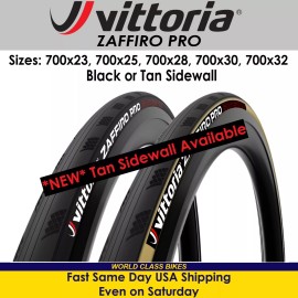 Vittoria Zaffiro Pro G2.0 700x23, 25, 28, 30, 32c Black or Tan Folding Bike Tire - 700x25c Tan