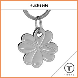 Tidero Clover Leaf Keyring - Lucky Charm Pendant for Men Women - Gift for Graduation New Job Get Well Well Good Luck Travel, Silver (shiny)