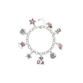 Madison Tyler American Flag Bracelet for Women | 4th of July Star Bracelet | Independence Day Bracelets for Women | Silver Star Charm Bracelet | Patriotic Bracelet Holiday Jewelry Gifts