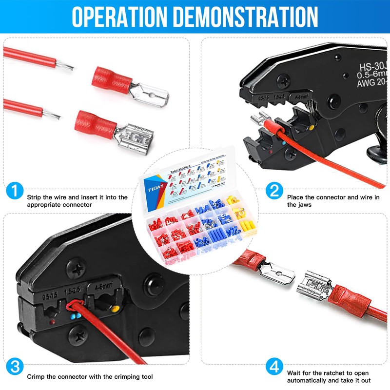 fioay Crimping Pliers Cable Lugs Set, Cable Lug Pliers Crimping