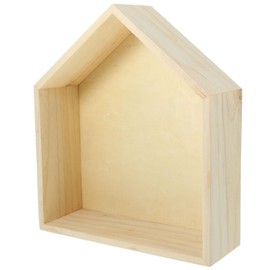 IMIKEYA 1 x Wooden Frame, Wooden House Decorative Wall Shelf, Rustic Shelf in House Shape, Wall Decoration, Floating Wooden Frame for Crafts, Home, Bedroom, Children's Room