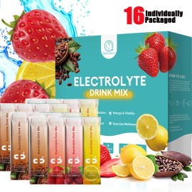 BEAU Electrolyte Drink Mix–Hydration 16 Packets with Vitamin Minerals Sugar Free