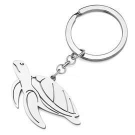 DALANE Stainless Steel Keyring Shark Turtle Crab Dolphin Seahorse Key Ring Ocean Animal Jewellery Gifts for Women Girls Decoration, Silver Plated Turtle