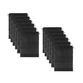 Naisfei 12-Pack Black Non-Woven Shoe Bags,Portable Travel Shoe Organizer Bags,Non-Woven Waterproof Shoe Bags, Transparent Shoes Storage Bags Set with Drawstring for Ladies Men(44 * 32CM)