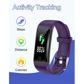 GRV Fitness Tracker Non Bluetooth Fitness Watch No App No Phone Required Waterproof Pedometer Watch with Steps Calories Counter Sleep Tracker for Men Women Parents (Purple)