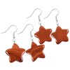 Nupuyai Carved Star Red Jasper Crystal Stone Drop Earrings for