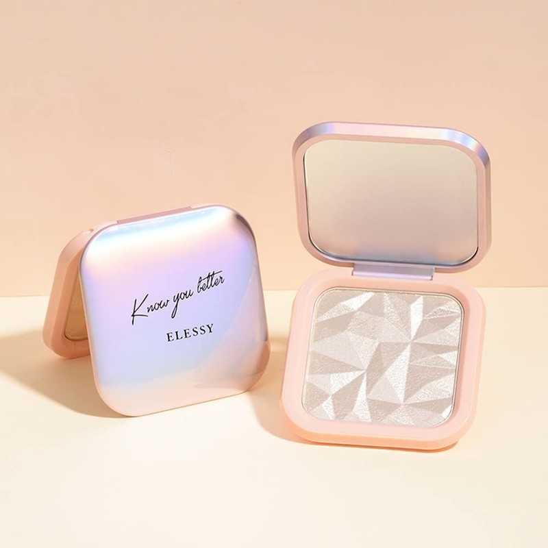 ELESSY Diamond Highlight Powder, 4 Colors, Highlight, Luminizer, Sparkle, 3D,