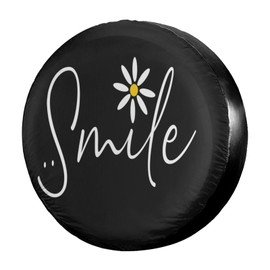 Delerain Smile Daisy Spare Tire Cover for RV Trailer SUV Truck and Many Vehicle, Wheel Covers Sun Protector Waterproof (15 Inch for Diameter 27"-29")