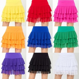 Line Dance Outfit 3-Tier Ruffle Skirt Women's Bottom Sport Social Belly Dance Performance Costume Summer Yellow