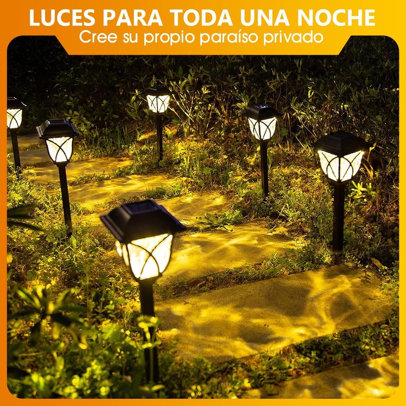 BYCRAY Juego de 6 luces solares para caminos de jardín,
