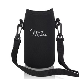 Milu Neoprene Bag for Stainless Steel Drinking Bottle 350 ml, 500 ml, 750 ml, 1000 ml – Replacement Part – Insulated Flask for On the Go – with Carry Strap (750 ml)