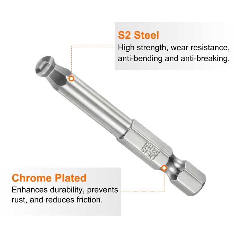 sourcing map 9pcs Ball End Hex Screwdriver Bit Set 1.5mm-10mm