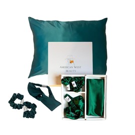 Silk Satin Pillowcase, Gift Set. Queen Size Satin Pillowcase, Satin Scrunchies and Satin Headband (Forest Green) Satin Pillowcase for Hair and Skin. Satin Silk Pillowcase Set. Gifts for Women.