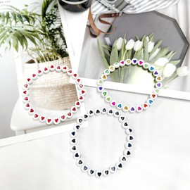 600Pcs White Red Heart Bead Acrylic Love Beads Loose Spacer Beads to Match Letter Pony Beads for Jewelry Making,DIY Bracelets, Necklaces, Key Chains