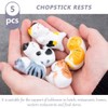 Healeved 5pcs Ceramic Fortune Cat Chopstick Rests Creative Cutlery Organizer