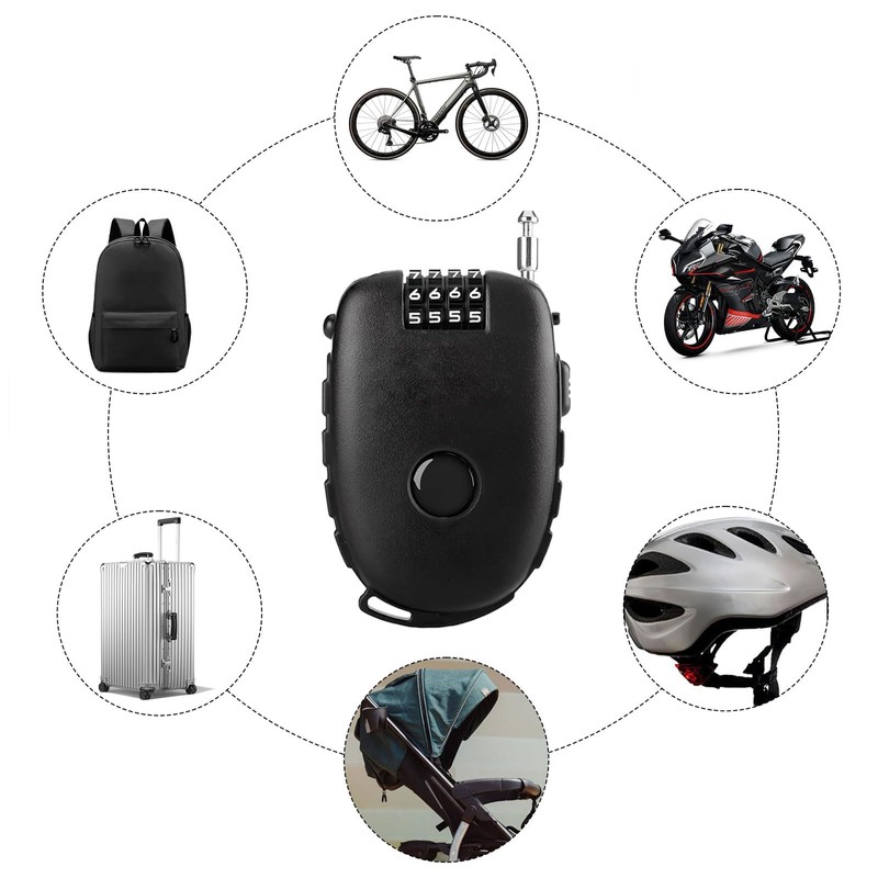 ANBOO Scooter Lock, 90 cm Cable Lock Lightweight with 4-Digit